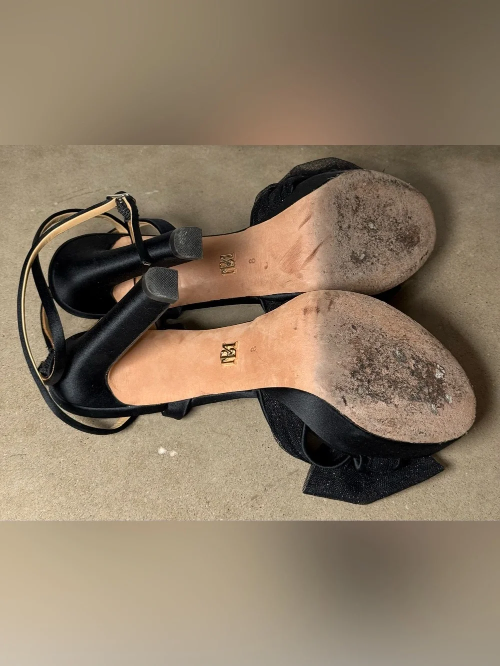 Badgley Mischka Sophie Tulle-Bow Ankle Strap Platform High Heel Sandals